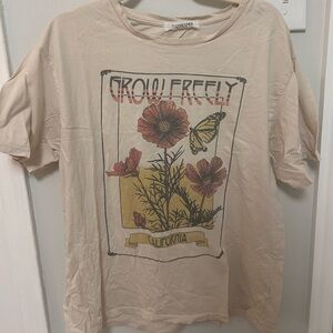 Daydreamer Free People Cream Tee with Red and Yellow Graphic